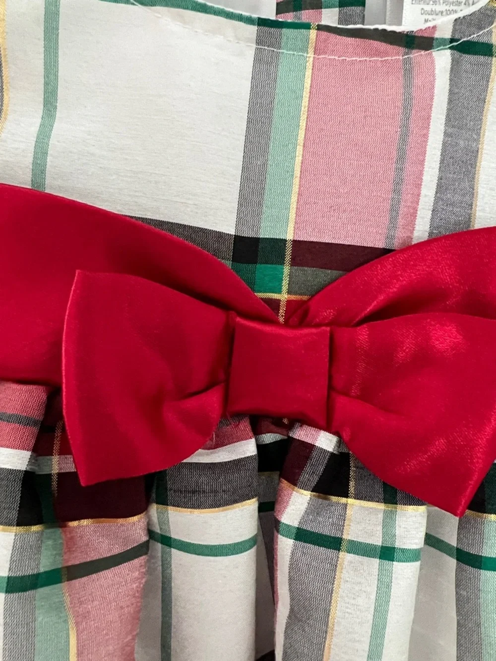 Gymboree | Plaid Toddler Dress Green Red Bow 18-24M